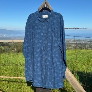 Original Penguin Woven Jacquard Blue Denim Long Sleeve Shirt MENS 4xl tall